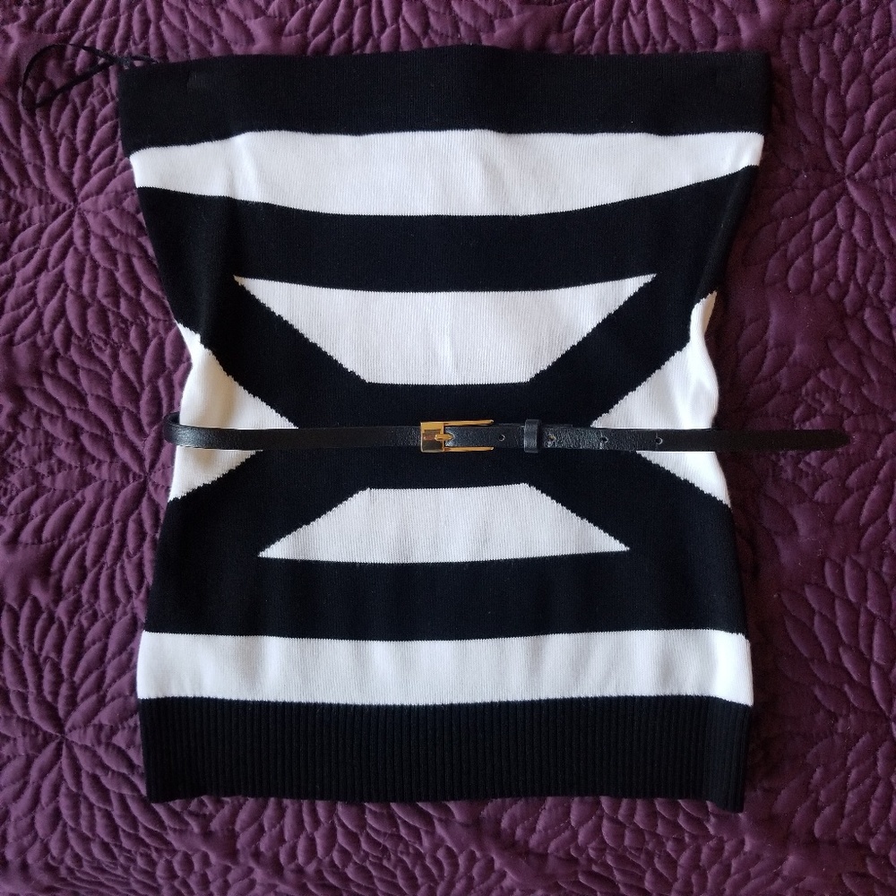 Black & White Strapless Top